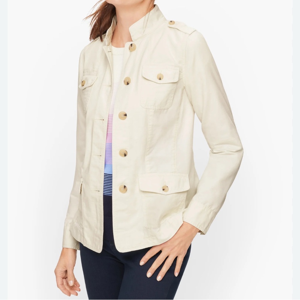Military Inspired Cotton Stylish Utility Field Jacket Tan Women's Small NWOT